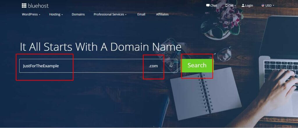 Search Domain Name on BlueHost