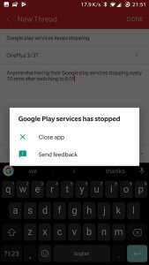 google play services keeps stopping error